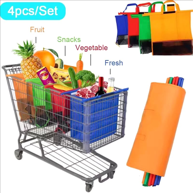 4pcs Foldable Cart Trolley Tote Bags